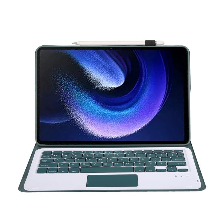 For Xiaomi Pad 6 / Pad 6 Pro A0N7-A Lambskin Texture Ultra-thin Bluetooth Keyboard Leather Case with Touchpad(Dark Green) - Xiaomi Keyboard by buy2fix | Online Shopping UK | buy2fix