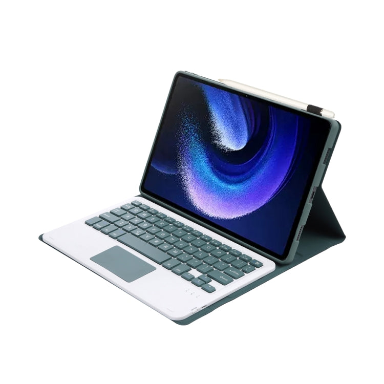 For Xiaomi Pad 6 / Pad 6 Pro A0N7-A Lambskin Texture Ultra-thin Bluetooth Keyboard Leather Case with Touchpad(Dark Green) - Xiaomi Keyboard by buy2fix | Online Shopping UK | buy2fix