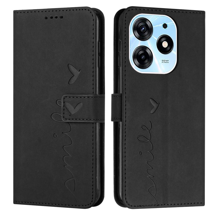 For Tecno Spark 10 Pro Skin Feel Heart Pattern Leather Phone Case(Black) - Tecno Cases by buy2fix | Online Shopping UK | buy2fix