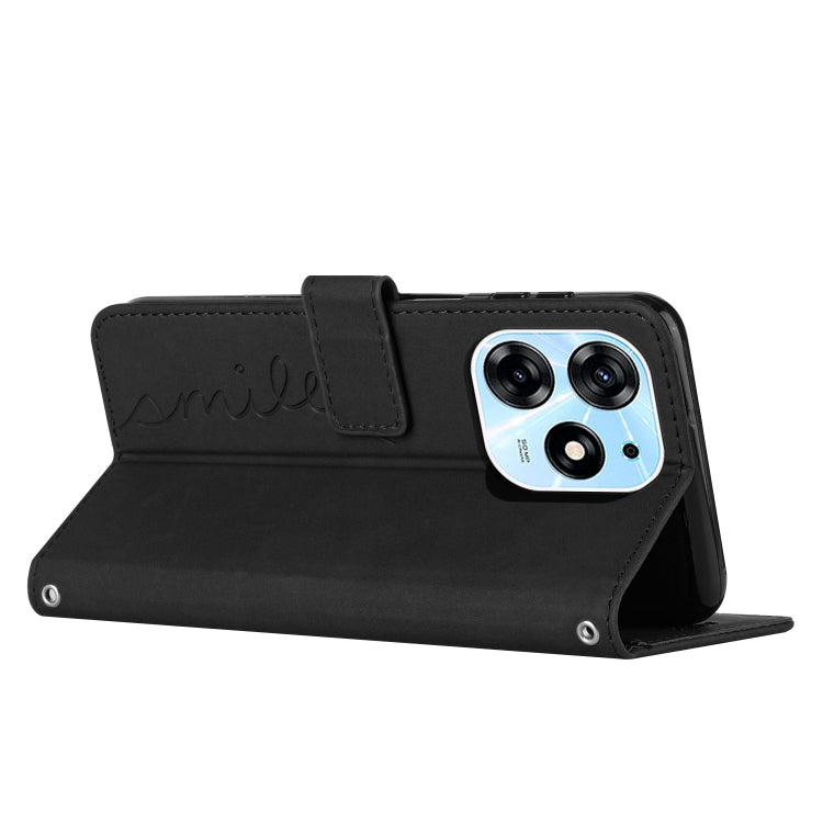 For Tecno Spark 10 Pro Skin Feel Heart Pattern Leather Phone Case(Black) - Tecno Cases by buy2fix | Online Shopping UK | buy2fix