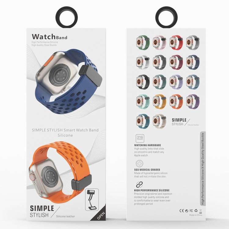 Magnetic Clasp Silicone Watch Band For Apple Watch Ultra 49mm&Watch Ultra 2 49mm / Series 9&8&7 45mm / SE 3&SE 2&6&SE&5&4 44mm / 3&2&1 42mm(Starlight) by buy2fix