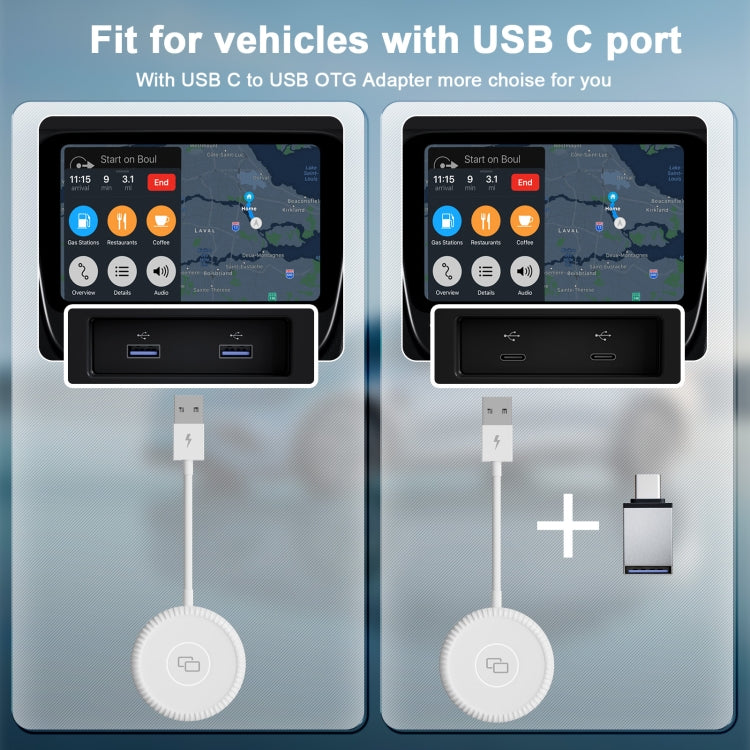THT-020-6 USB + USB-C / Type-C Carplay Mirror Adapter for iPhone(White) by buy2fix