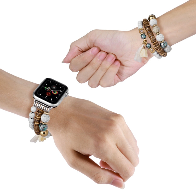 Beads Elephant Pendant Watch Band For Apple Watch 7 41mm(White) - Watch Bands by buy2fix | Online Shopping UK | buy2fix