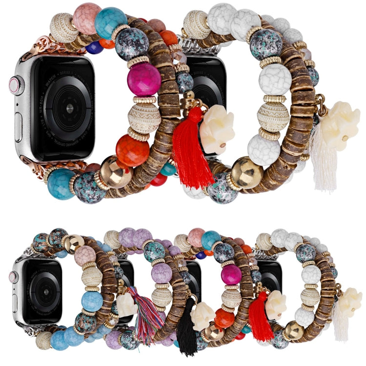 Beads Elephant Pendant Watch Band For Apple Watch 7 41mm(White) - Watch Bands by buy2fix | Online Shopping UK | buy2fix
