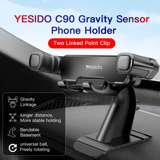 Yesido C90 Car Center Console Paste Magnetic Gravity Mobile Phone Holder(Black) - Universal Car Holders by Yesido | Online Shopping UK | buy2fix