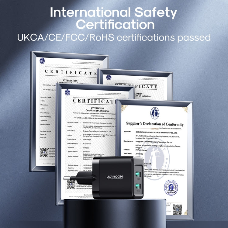 JOYROOM JR-TCN01 2.4A Dual Ports USB Charger, Plug:EU Plug(Black) by JOYROOM