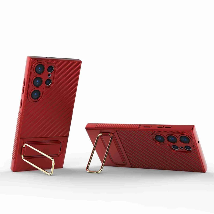 For Samsung Galaxy S23 Ultra 5G Wavy Textured Phone Case (Red) - Galaxy S23 Ultra 5G Cases by buy2fix | Online Shopping UK | buy2fix