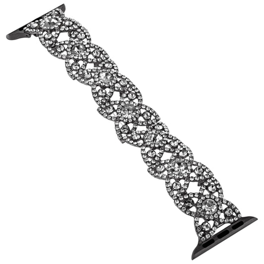 4-Petal Diamond Metal Watch Band For Apple Watch Ultra 49mm(Black) by buy2fix