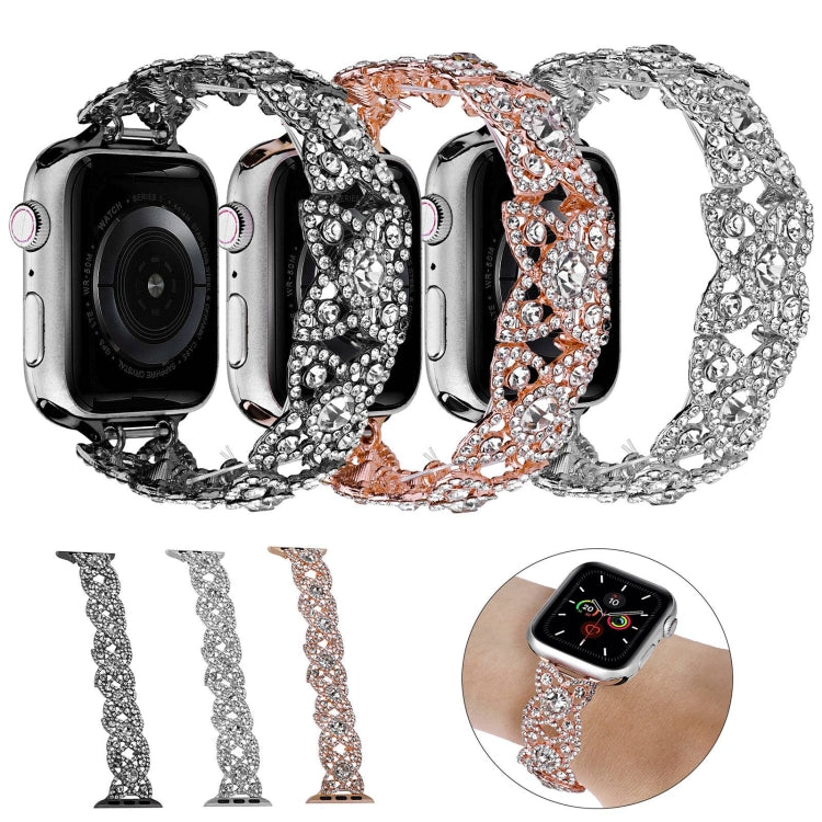 4-Petal Diamond Metal Watch Band For Apple Watch Ultra 49mm(Black) - Watch Bands by buy2fix | Online Shopping UK | buy2fix