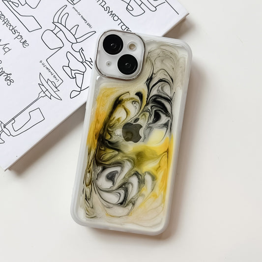 For iPhone 14 Oil Painting Electroplating TPU Phone Case(White) by buy2fix