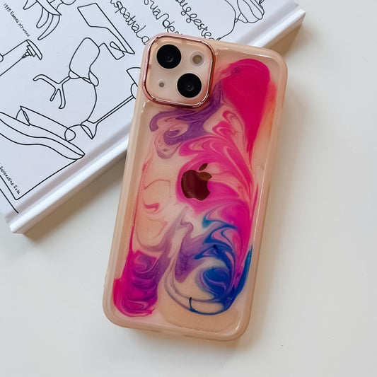 For iPhone 13 Oil Painting Electroplating TPU Phone Case(Pink) - iPhone 13 Cases by buy2fix | Online Shopping UK | buy2fix