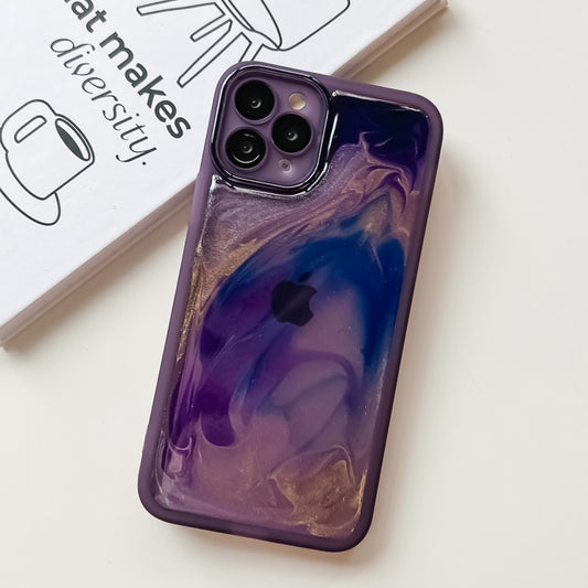 For iPhone 11 Pro Oil Painting Electroplating TPU Phone Case(Purple) by buy2fix