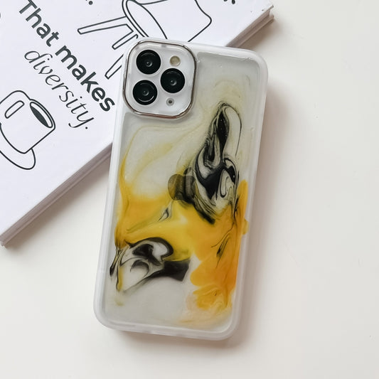 For iPhone 11 Pro Oil Painting Electroplating TPU Phone Case(White) by buy2fix