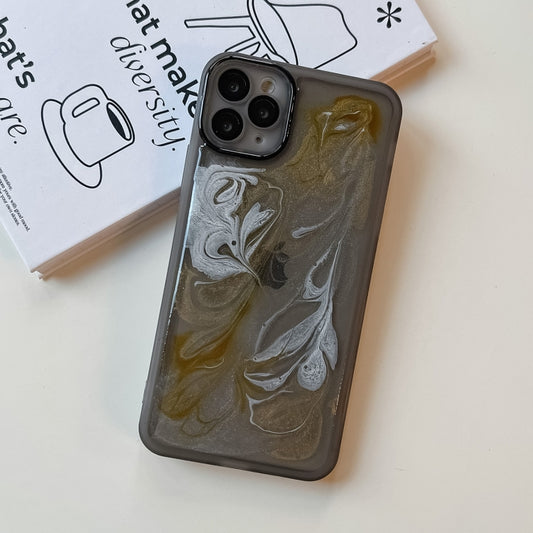 For iPhone 11 Pro Max Oil Painting Electroplating TPU Phone Case(Grey) by buy2fix