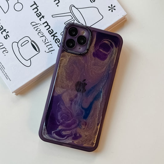 For iPhone 11 Pro Max Oil Painting Electroplating TPU Phone Case(Purple) by buy2fix