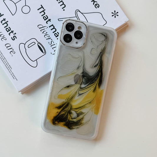 For iPhone 11 Pro Max Oil Painting Electroplating TPU Phone Case(White) by buy2fix