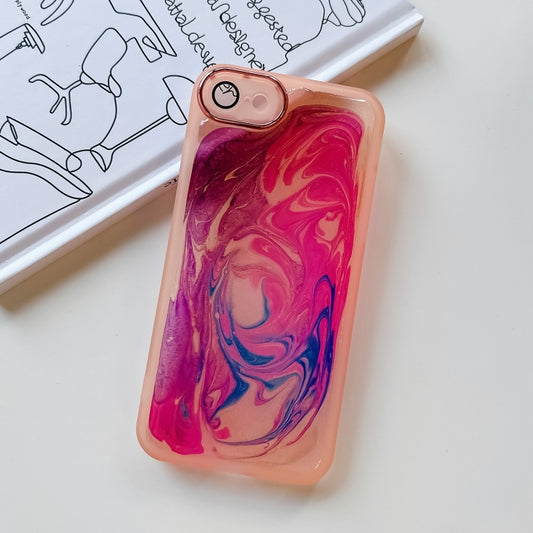 For iPhone SE 2022/2020 / 8 / 7 Oil Painting Electroplating TPU Phone Case(Pink) by buy2fix