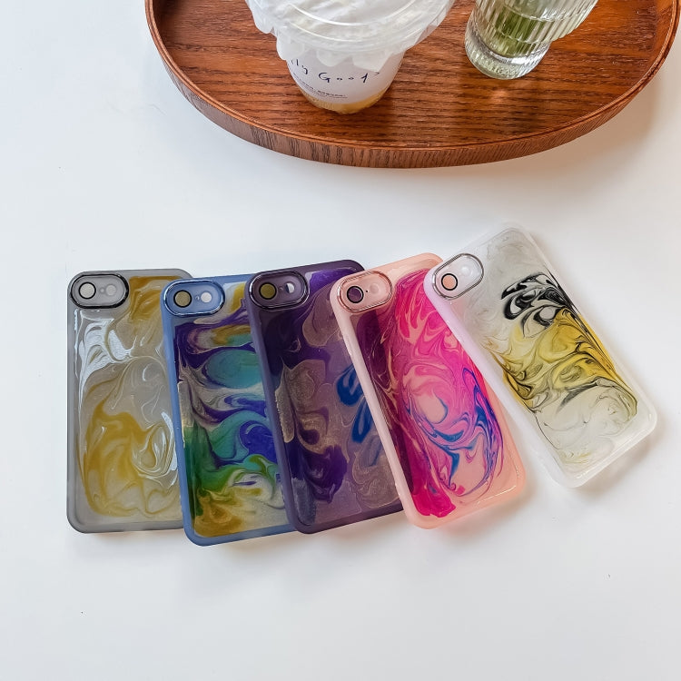 For iPhone SE 2022/2020 / 8 / 7 Oil Painting Electroplating TPU Phone Case(Blue) by buy2fix