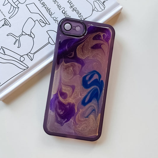 For iPhone SE 2022/2020 / 8 / 7 Oil Painting Electroplating TPU Phone Case(Purple) by buy2fix