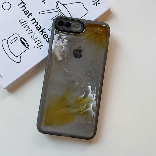 For iPhone 8 Plus / 7 Plus Oil Painting Electroplating TPU Phone Case(Grey) by buy2fix