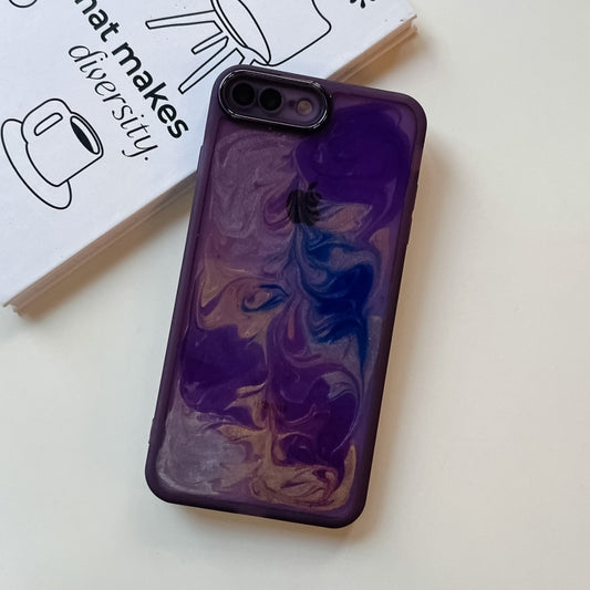 For iPhone 8 Plus / 7 Plus Oil Painting Electroplating TPU Phone Case(Purple) by buy2fix