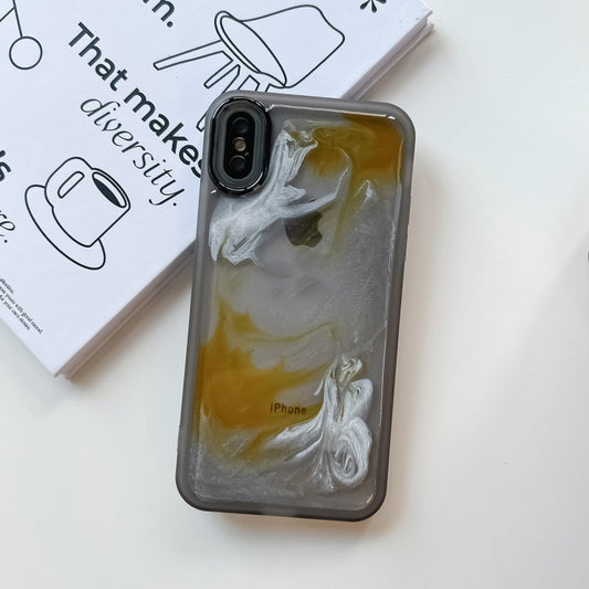 For iPhone X / XS Oil Painting Electroplating TPU Phone Case(Grey) by buy2fix