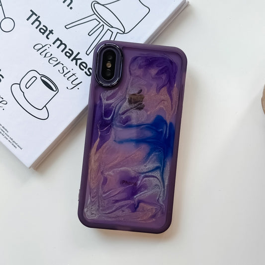 For iPhone X / XS Oil Painting Electroplating TPU Phone Case(Purple) by buy2fix