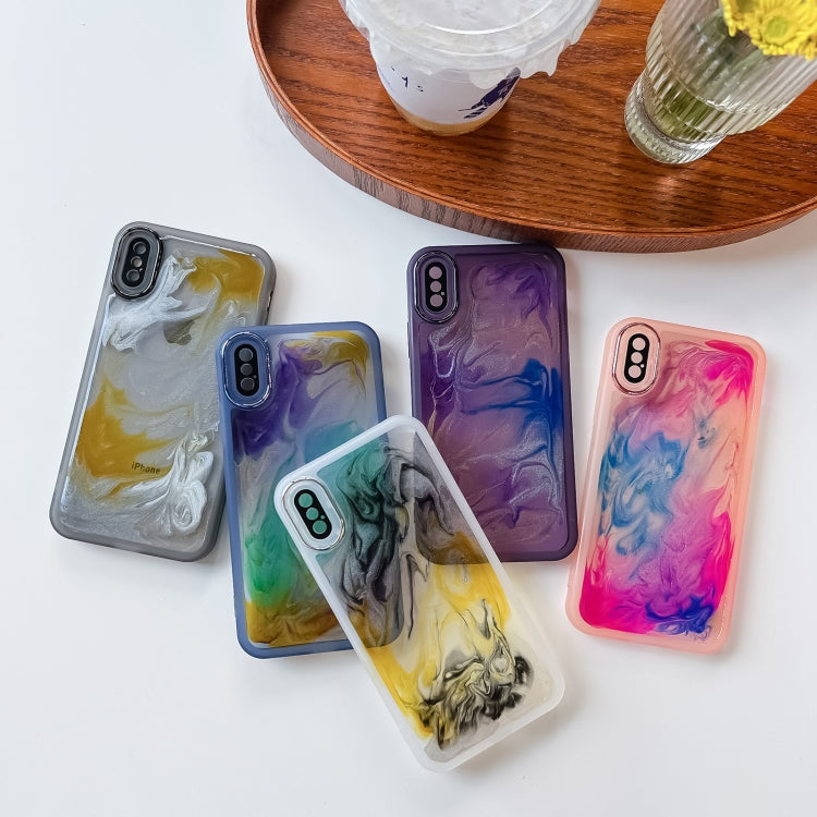 For iPhone X / XS Oil Painting Electroplating TPU Phone Case(Purple) by buy2fix