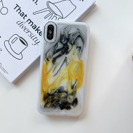 For iPhone X / XS Oil Painting Electroplating TPU Phone Case(White) by buy2fix