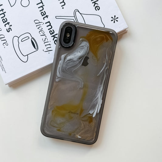 For iPhone XS Max Oil Painting Electroplating TPU Phone Case(Grey) by buy2fix