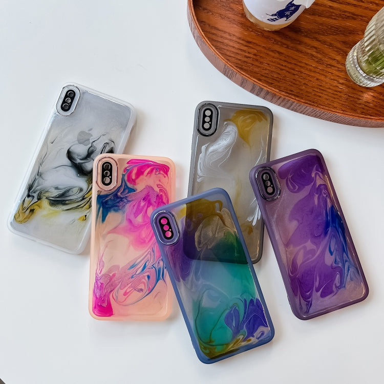For iPhone XS Max Oil Painting Electroplating TPU Phone Case(Grey) by buy2fix