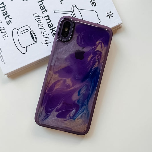 For iPhone XS Max Oil Painting Electroplating TPU Phone Case(Purple) by buy2fix