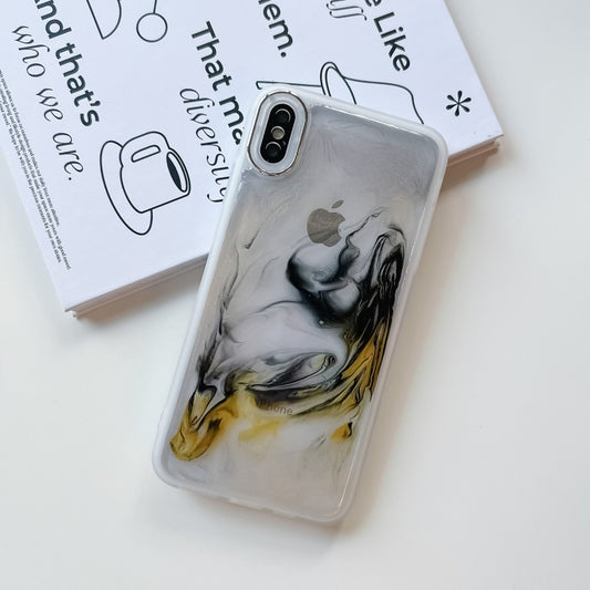 For iPhone XS Max Oil Painting Electroplating TPU Phone Case(White) by buy2fix