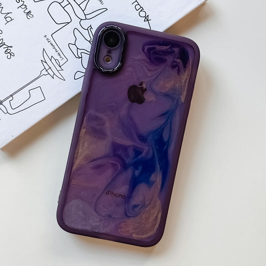 For iPhone XR Oil Painting Electroplating TPU Phone Case(Purple) by buy2fix