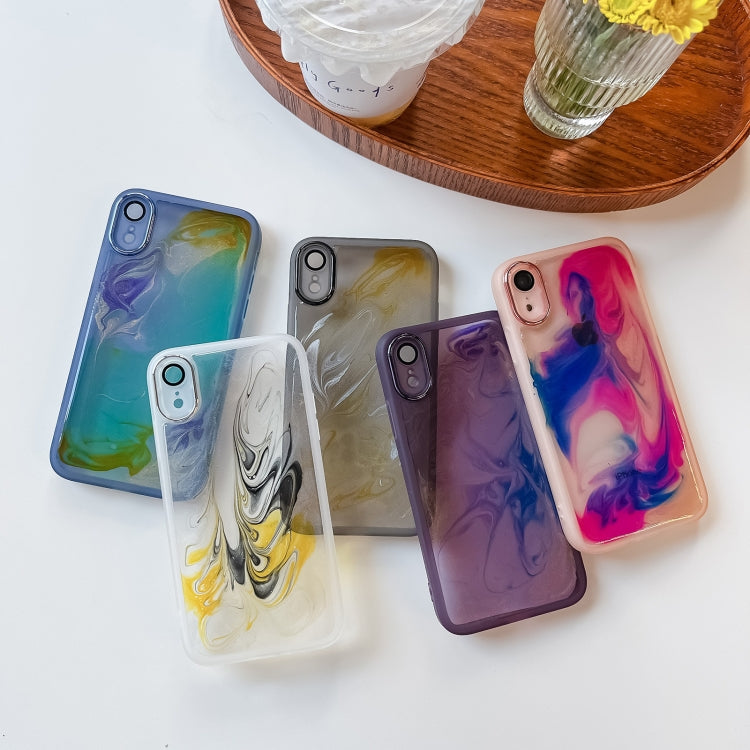For iPhone XR Oil Painting Electroplating TPU Phone Case(Purple) by buy2fix