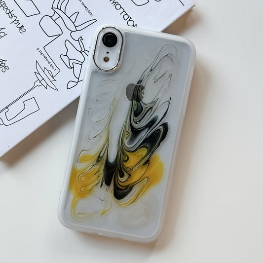 For iPhone XR Oil Painting Electroplating TPU Phone Case(White) by buy2fix