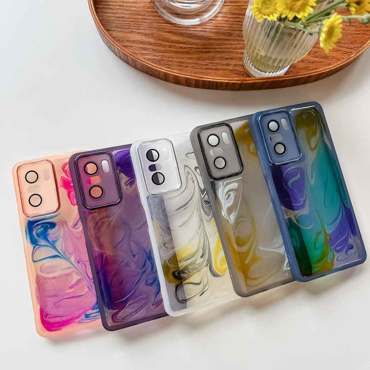 For Xiaomi Redmi K40 Oil Painting Electroplating TPU Phone Case(White) by buy2fix