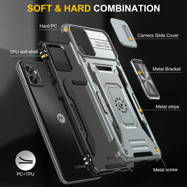 For Motorola Moto G32 Armor PC + TPU Camera Shield Phone Case(Grey) - Motorola Cases by buy2fix | Online Shopping UK | buy2fix
