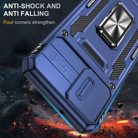 For Motorola Moto G32 Armor PC + TPU Camera Shield Phone Case(Navy Blue) by buy2fix