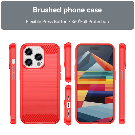 For iPhone 15 Pro Brushed Texture Carbon Fiber TPU Phone Case(Red) by buy2fix