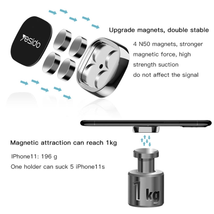 Yesido C81 Car Dashboard Mini Strong Magnetic Phone Holder(Silver) - Universal Car Holders by Yesido | Online Shopping UK | buy2fix