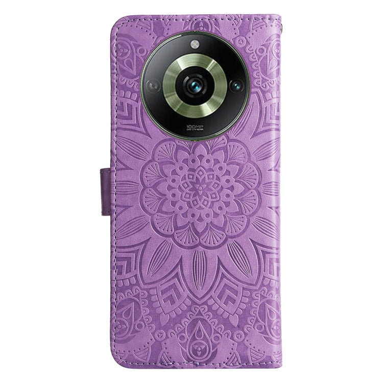 For Realme 11 Pro / 11 Pro+ Embossed Sunflower Leather Phone Case(Purple) - Realme Cases by buy2fix | Online Shopping UK | buy2fix