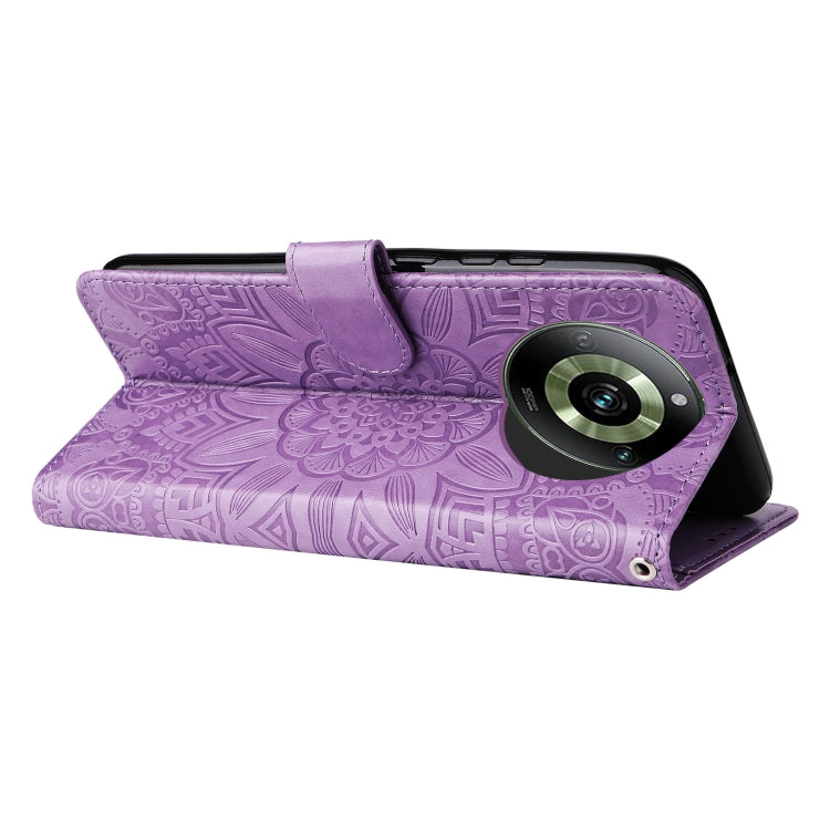 For Realme 11 Pro / 11 Pro+ Embossed Sunflower Leather Phone Case(Purple) - Realme Cases by buy2fix | Online Shopping UK | buy2fix