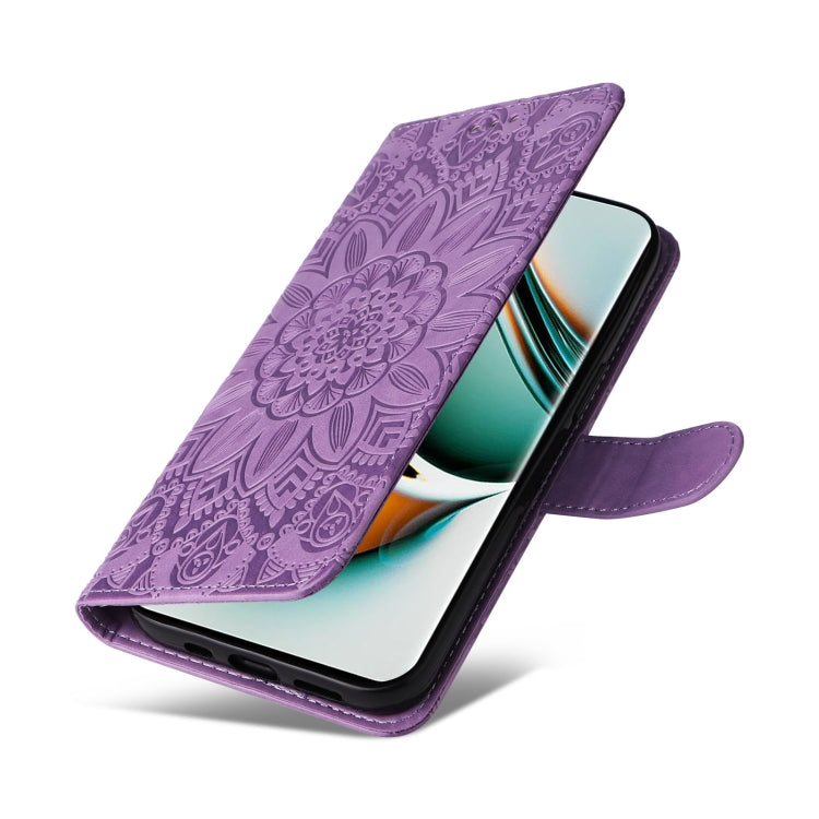 For Realme 11 Pro / 11 Pro+ Embossed Sunflower Leather Phone Case(Purple) - Realme Cases by buy2fix | Online Shopping UK | buy2fix