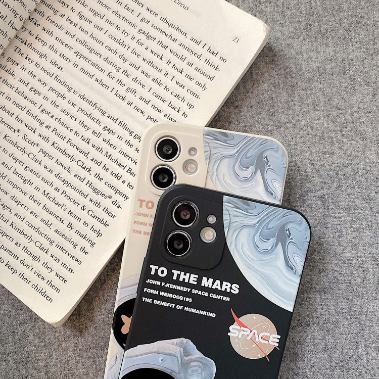 For iPhone 12 Pro Martian Astronaut Pattern Shockproof Phone Case(Black) by buy2fix