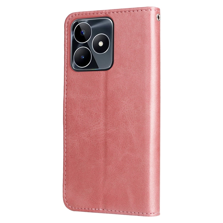 For Realme C53 / Narzo N53 Fashion Calf Texture Zipper Leather Phone Case(Rose Gold) - Realme Cases by buy2fix | Online Shopping UK | buy2fix