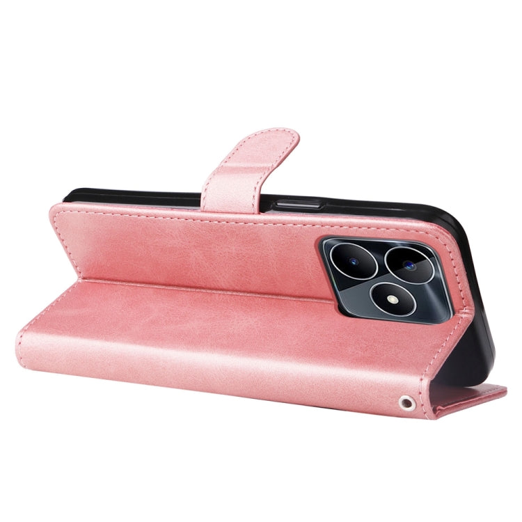 For Realme C53 / Narzo N53 Fashion Calf Texture Zipper Leather Phone Case(Rose Gold) - Realme Cases by buy2fix | Online Shopping UK | buy2fix