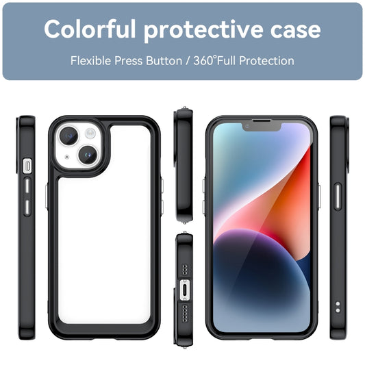 For iPhone 15 Colorful Series Acrylic + TPU Phone Case(Black) by buy2fix