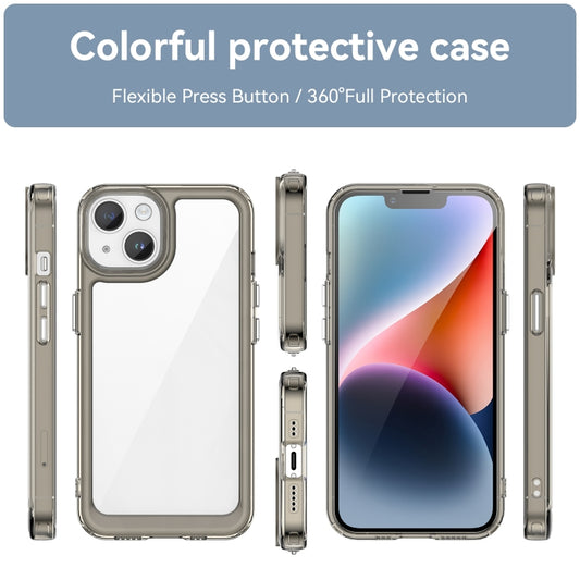 For iPhone 15 Colorful Series Acrylic + TPU Phone Case(Transparent Grey) by buy2fix