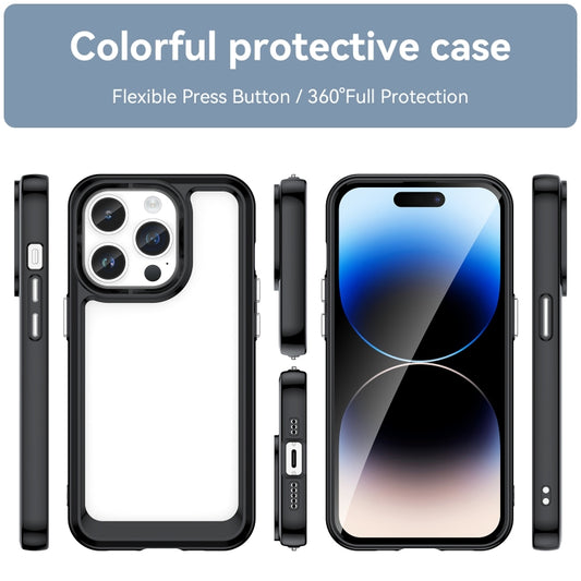 For iPhone 15 Pro Colorful Series Acrylic + TPU Phone Case(Black) by buy2fix